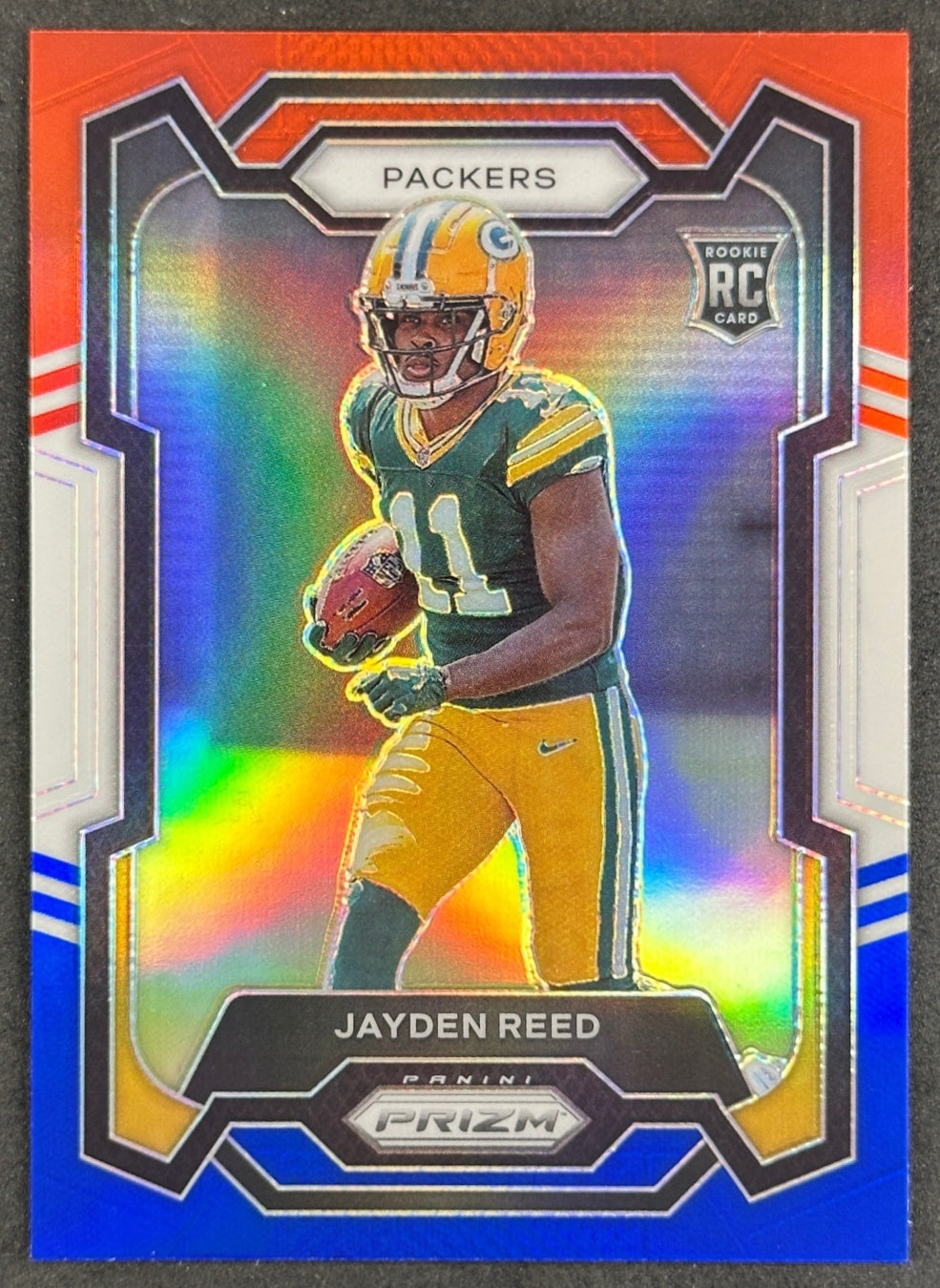 Jayden Reed 2023 Prizm Red White and Blue Packers