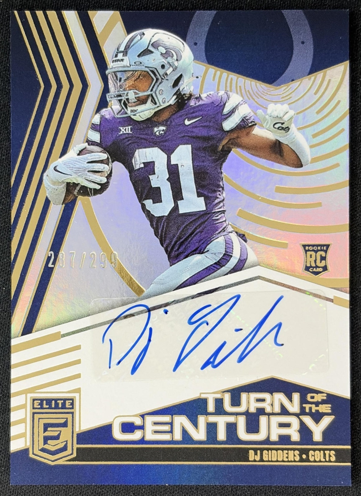 DJ Giddens 2025 Panini Donruss Elite Turn of the Century Auto /299 Colts front