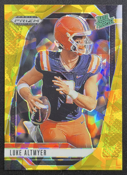 Luke Altmyer 2025 Panini Prizm Draft Picks Gold Ice Fighting Illini