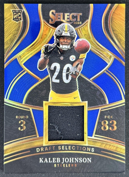 Kaleb Johnson 2025 Select Draft Selections Memorabilia Blue Prizm Steelers