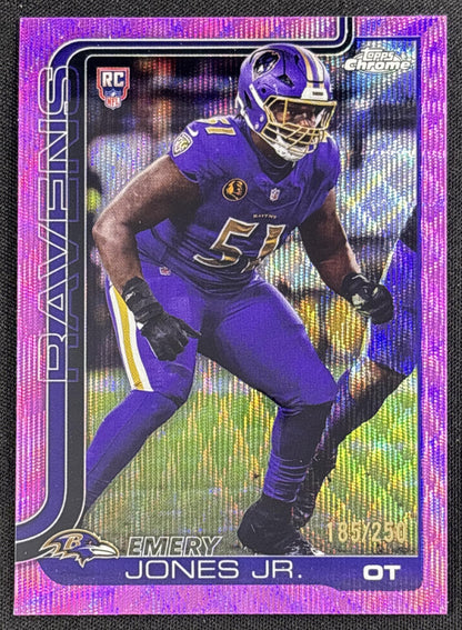 Emery Jones Jr. 2025 Topps Chrome Rookie Pink Wave Refractor /250 Ravens