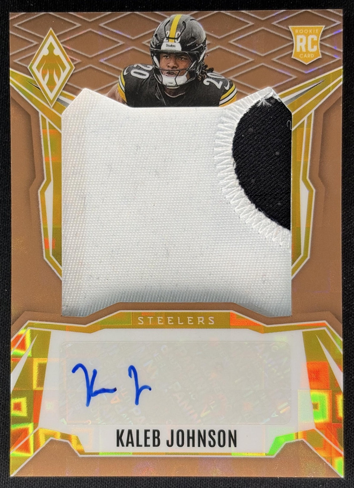 Kaleb Johnson 2025 Phoenix RPS Rookie Patch Auto Bronze Pandora Prizm /199 Steelers Sports Trading Cards