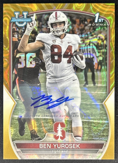 Ben Yurosek 2022 Bowman University Chrome Prospect Auto Gold Lava Refractor /50 Front