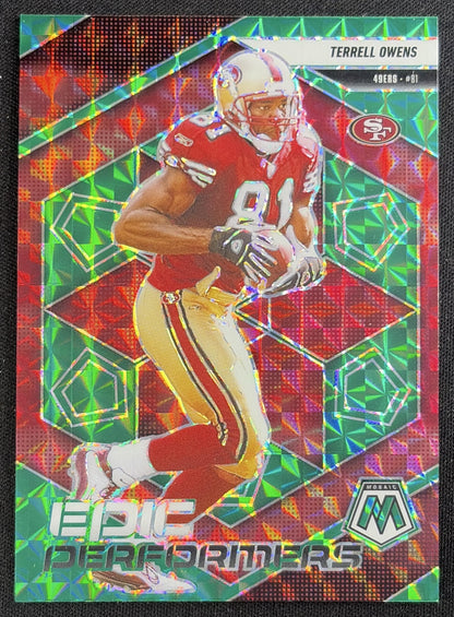 Terrell Owens 2025 Panini Mosaic Epic Performers Green Prizm 49ers Sports Trading Card