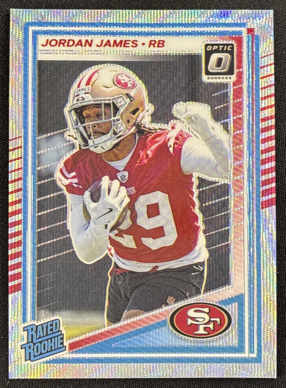 Jordan James 2025 Panini Donruss Optic Rated Rookie Wave Prizm /300 49ers
