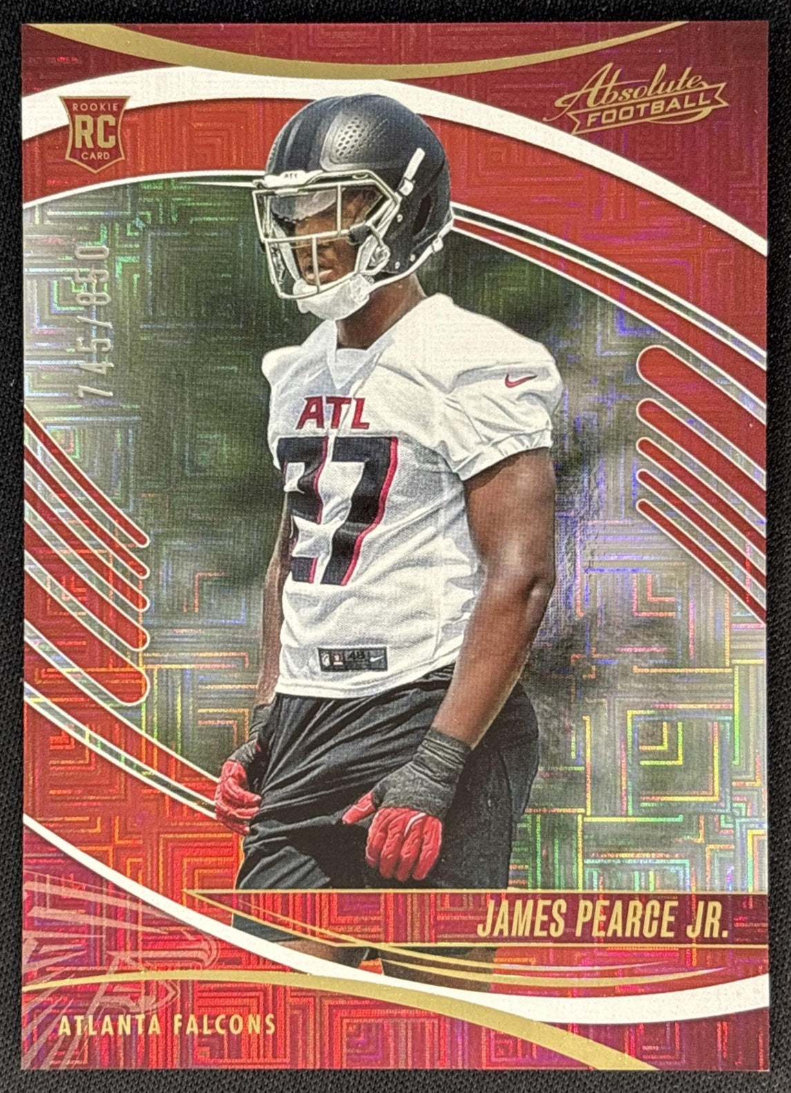 James Pearce Jr. 2025 Panini Absolute Rookies Red Sqaures /850 Falcons front
