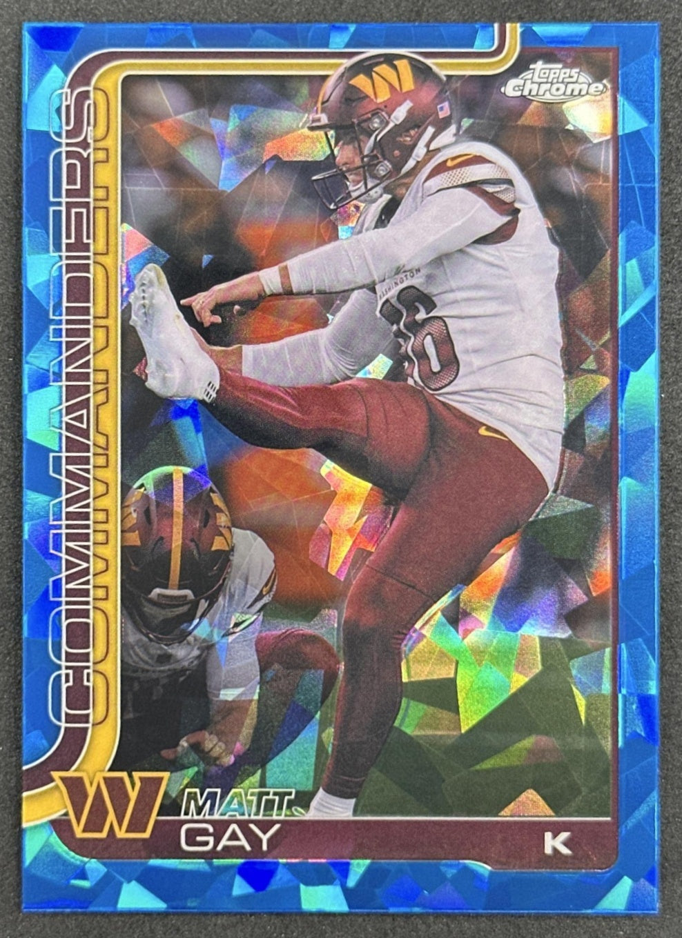 Matt Gay 2025 Topps Chrome Sapphire Commanders Sports Trading Card