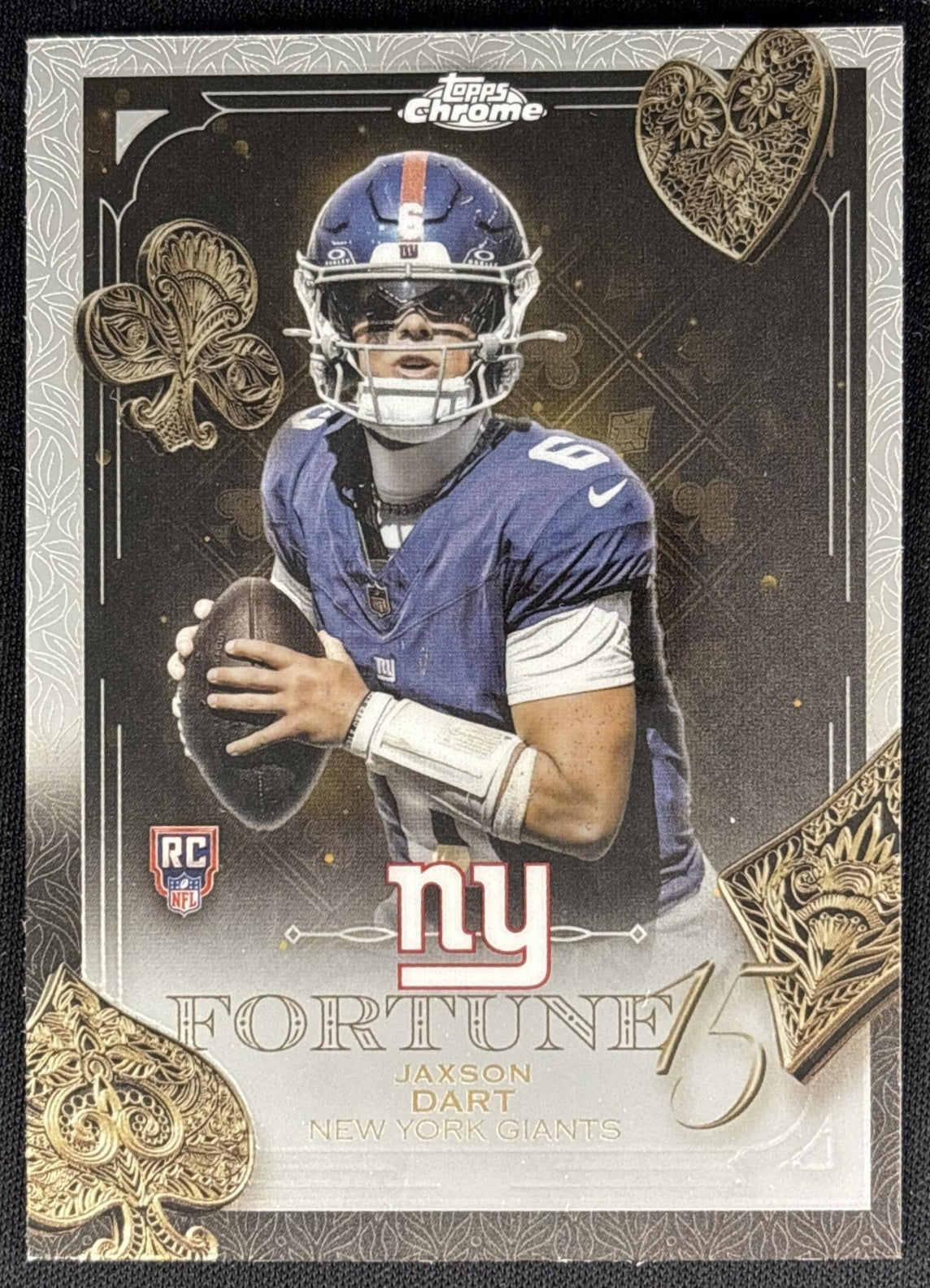 Jaxson Dart 2025 Topps Chrome Fortune 15 Giants Sports Trading Cards
