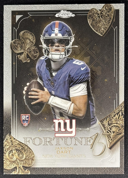 Jaxson Dart 2025 Topps Chrome Fortune 15 Giants Sports Trading Cards