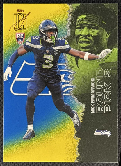 Nick Emmanwori 2025 Topps Signature Class Rookie Blue & Yellow Foil Seahawks Sports Trading Cards