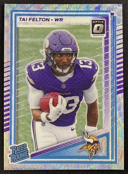 Tai Felton 2025 Panini Donruss Optic Rated Rookie Wave Prizm /300 Vikings