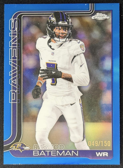 Rashod Bateman 2025 Topps Chrome Blue Refractor /150 Ravens front