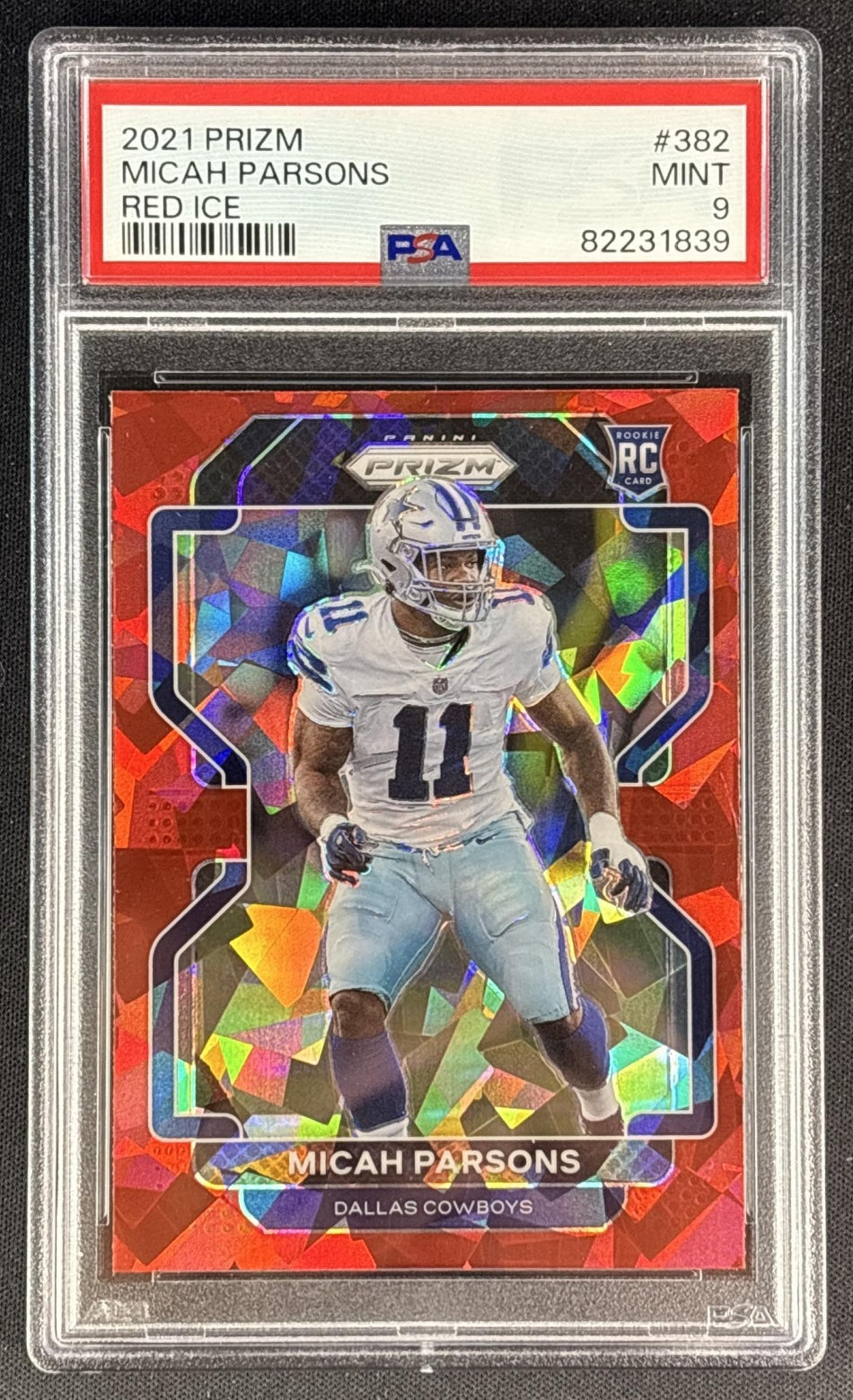 Micah Parsons 2021 Panini Prizm Red Ice PSA 9