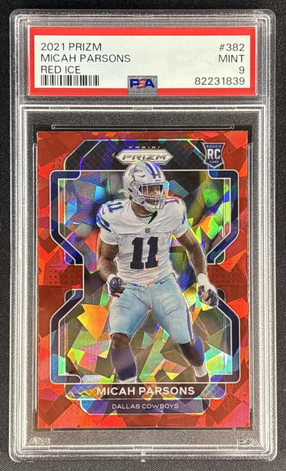 Micah Parsons 2021 Panini Prizm Red Ice PSA 9