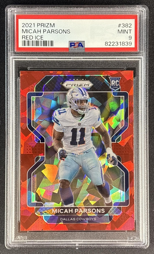 Micah Parsons 2021 Panini Prizm Red Ice PSA 9