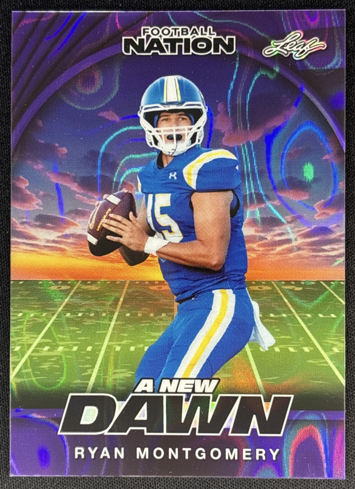 Ryan Montgomery 2025 Leaf Football Nation A New Dawn Lava Purple 1/1