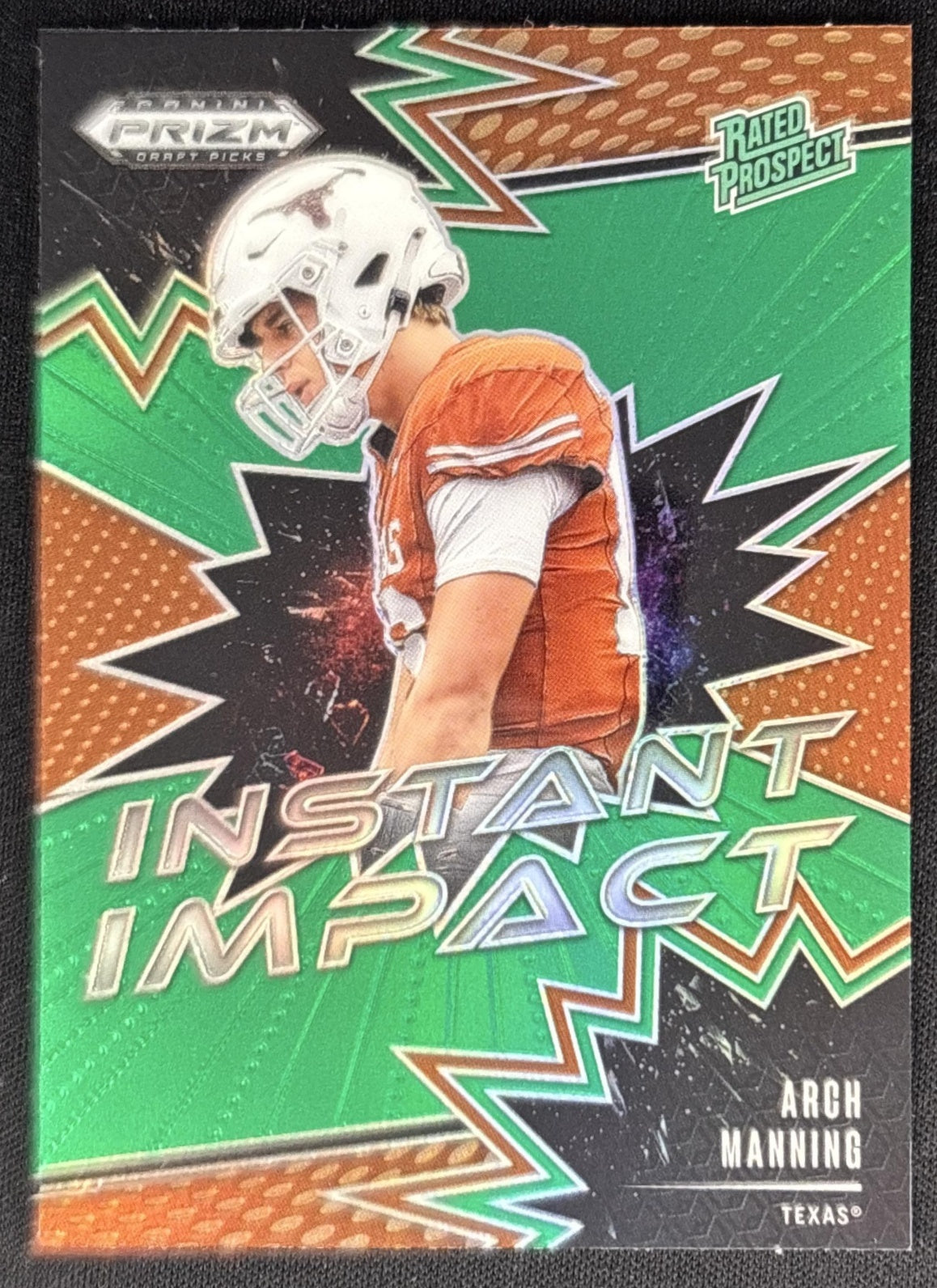 Arch Manning 2025 Panini Prizm Draft Picks Instant Impact Green Longhorns Sports Trading Card