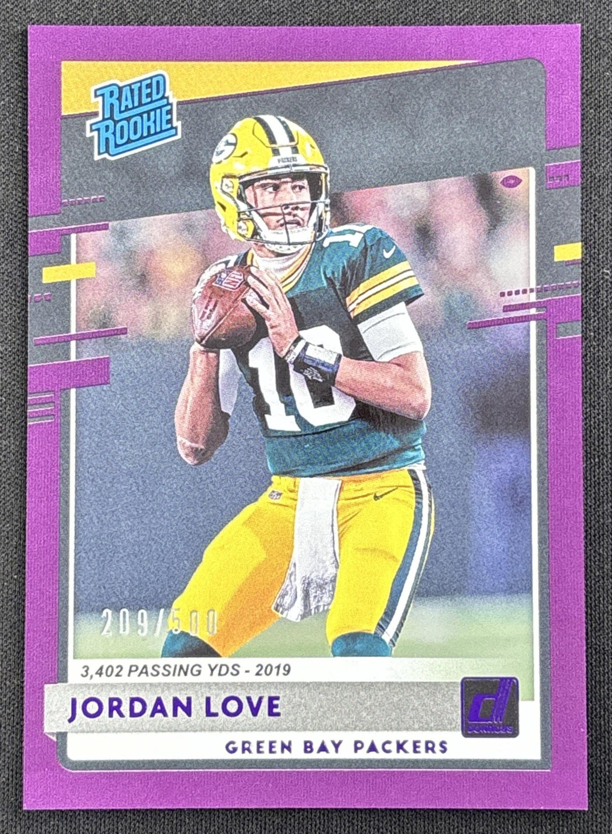 Jordan Love 2020 Panini Donruss Season Stat Line /500 Packers
