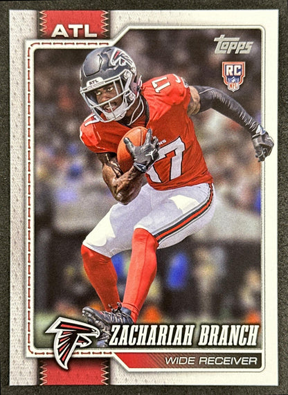 Zachariah Branch 2026 Topps Flagship Rookie Falcons Sports Trading Cards