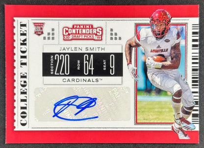 Jaylen Smith Auto 2019 Contenders Draft Picks Collegiate Louisville Cardinals front image