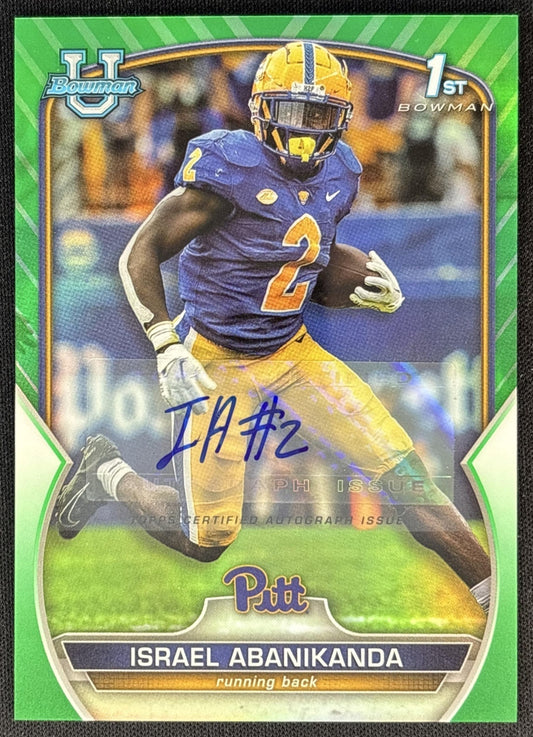 Israel Abanikanda 2022 University Chrome Prospect Auto Green Refractor /99 front