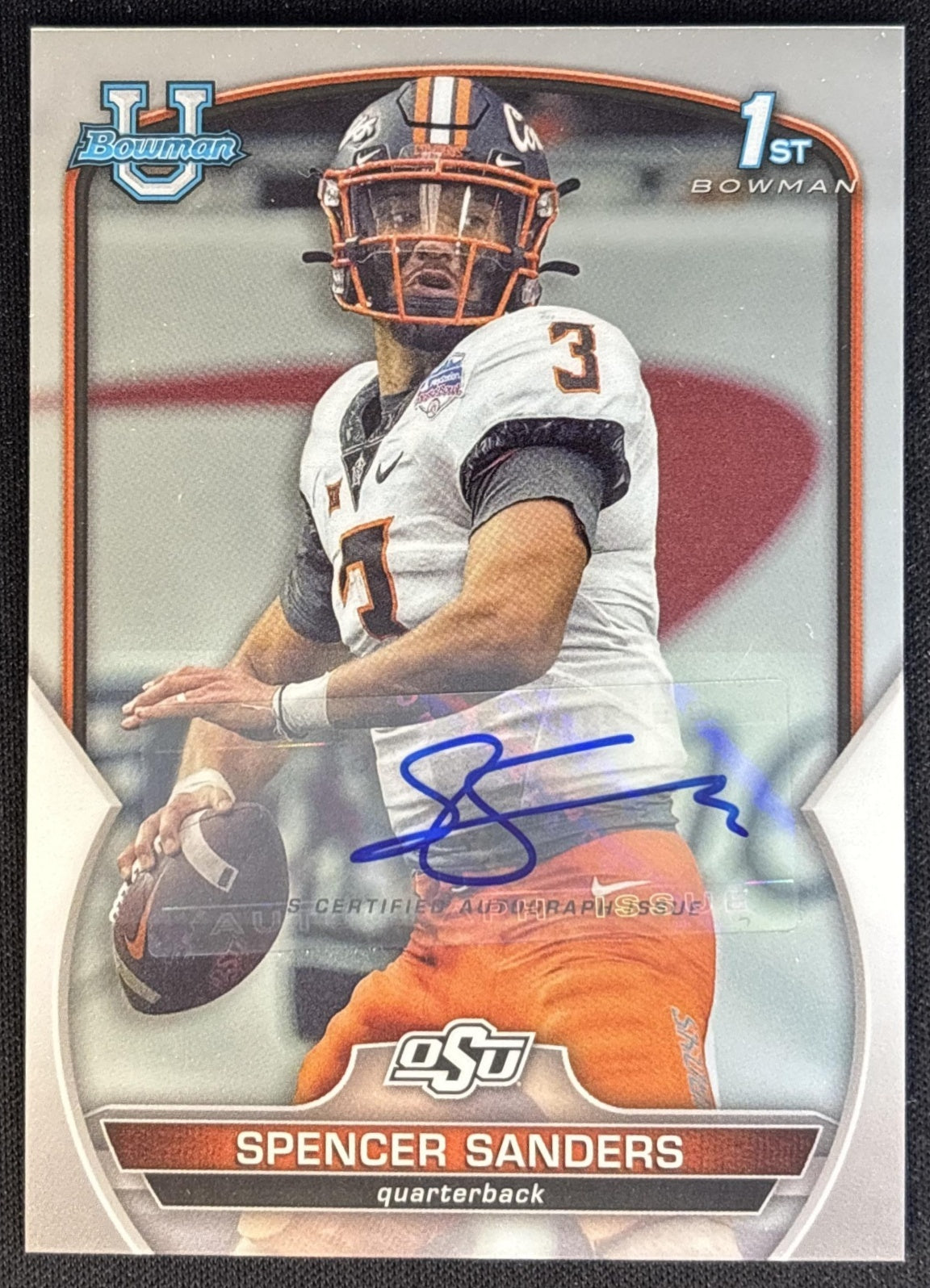 Spencer Sanders 2022 Bowman University Chrome Prospect Auto Cowboys