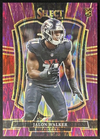 Jalon Walker 2025 Panini Select Premier Level Purple Prizm Shock /699 Falcons front