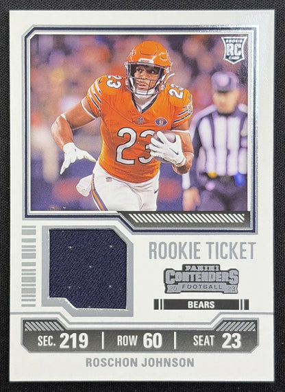 Roschon Johnson 2023 Panini Contenders Rookie Ticket Swatches Bears Chicago Bears
