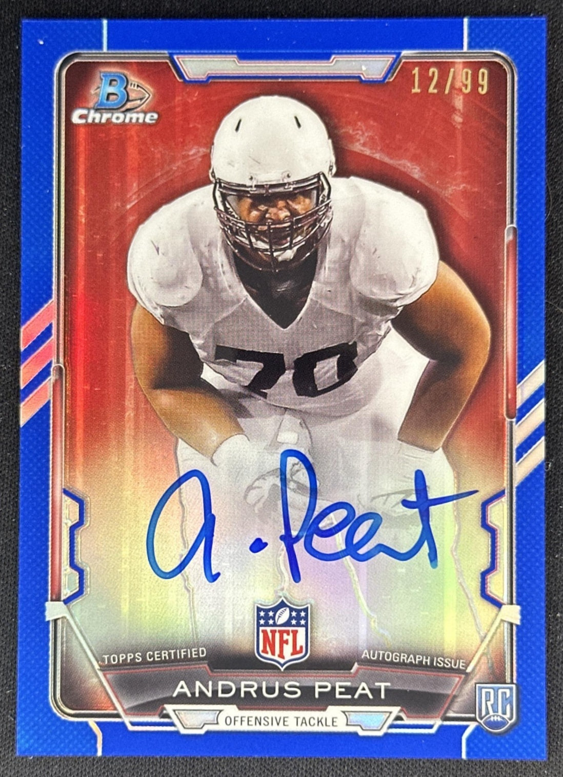 Andrus Peat 2015 Bowman Rookie Chrome Refractor Auto Blue /99 Stanford Saints Default Title Sports Trading Cards