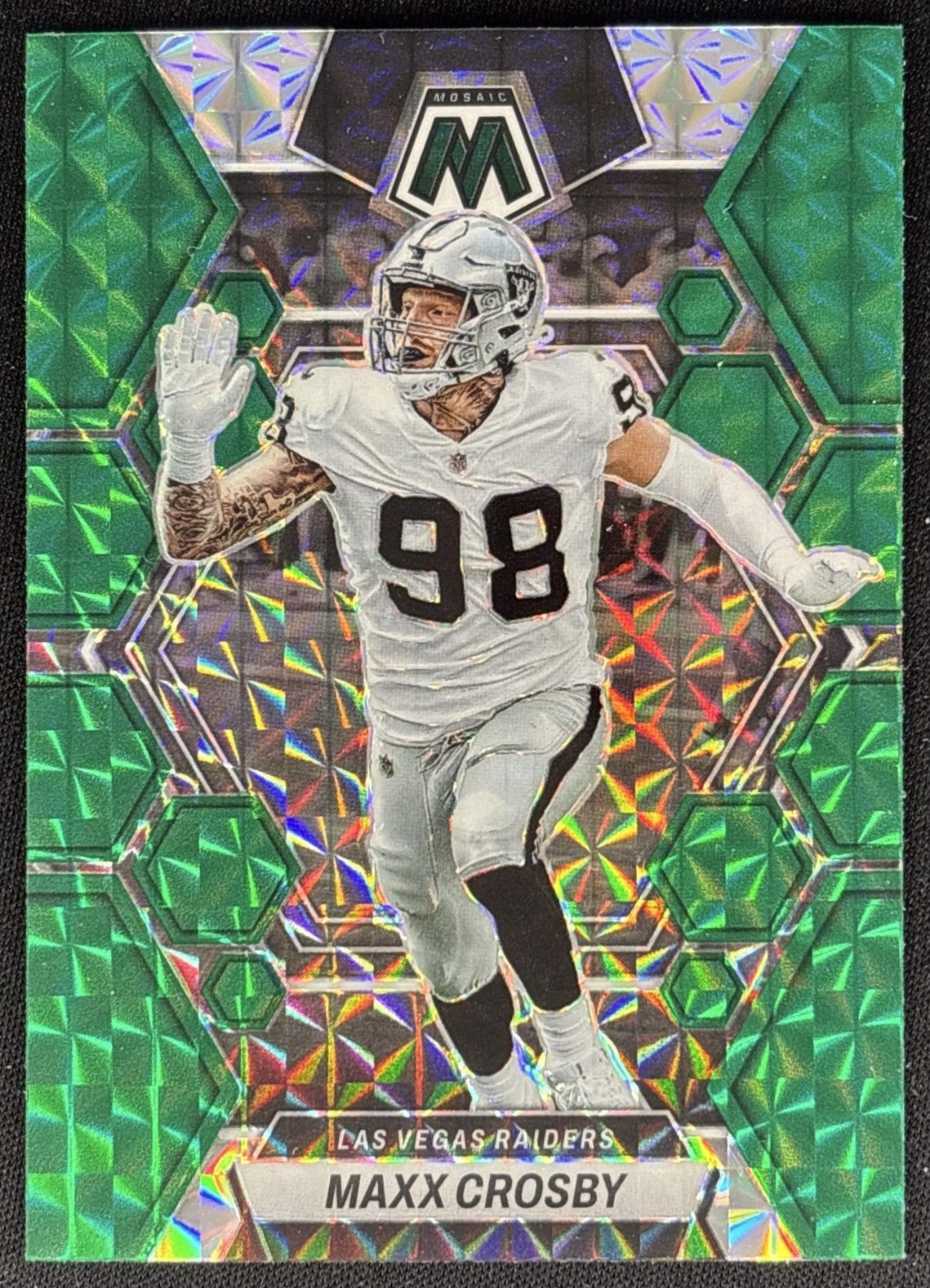 Maxx Crosby 2023 Panini Mosaic Green Mosaic Raiders Sports Trading Cards