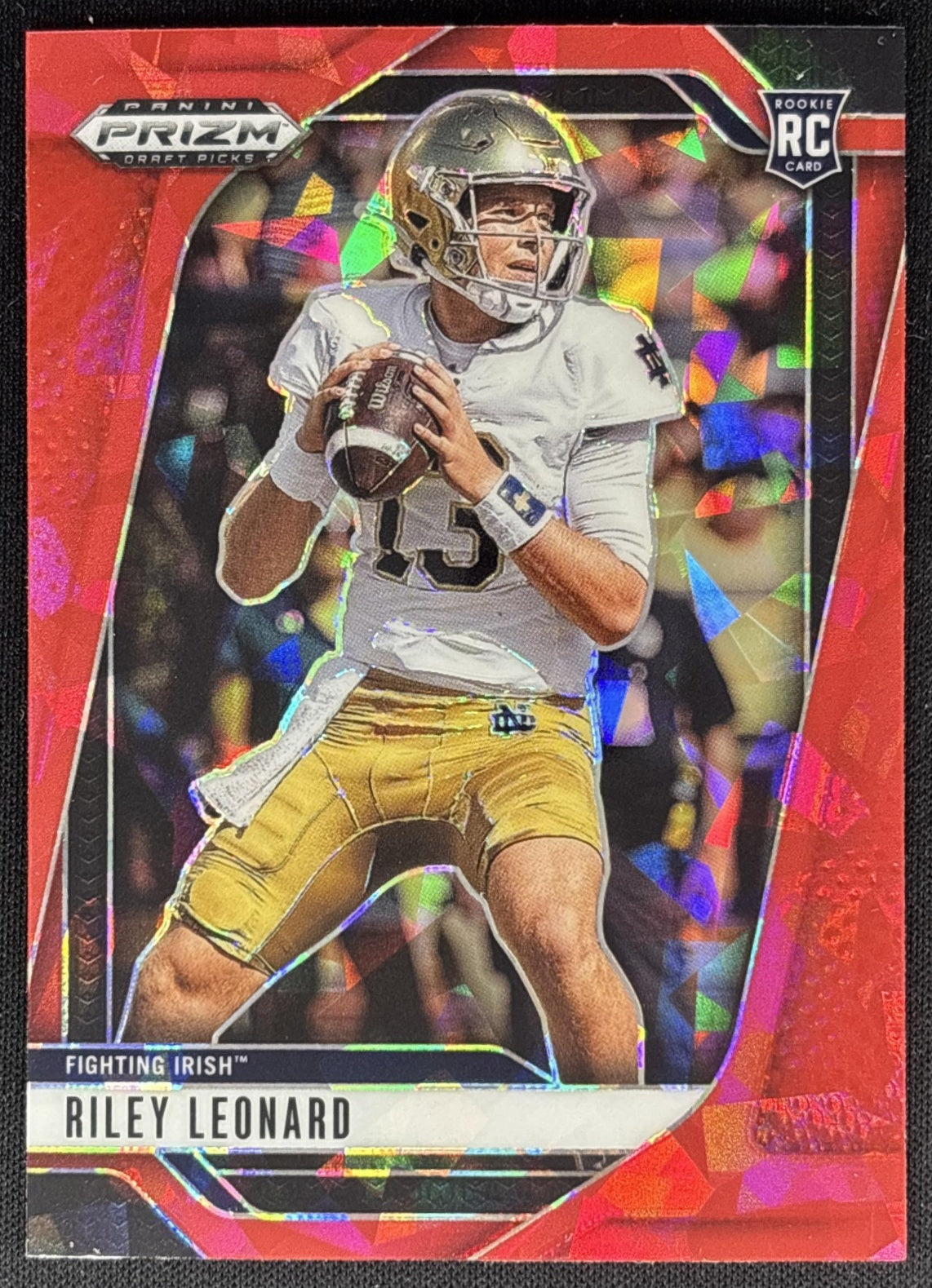 Riley Leonard 2025 Panini Prizm Draft Picks Red Ice Fighting Irish Colts Sports Trading Cards