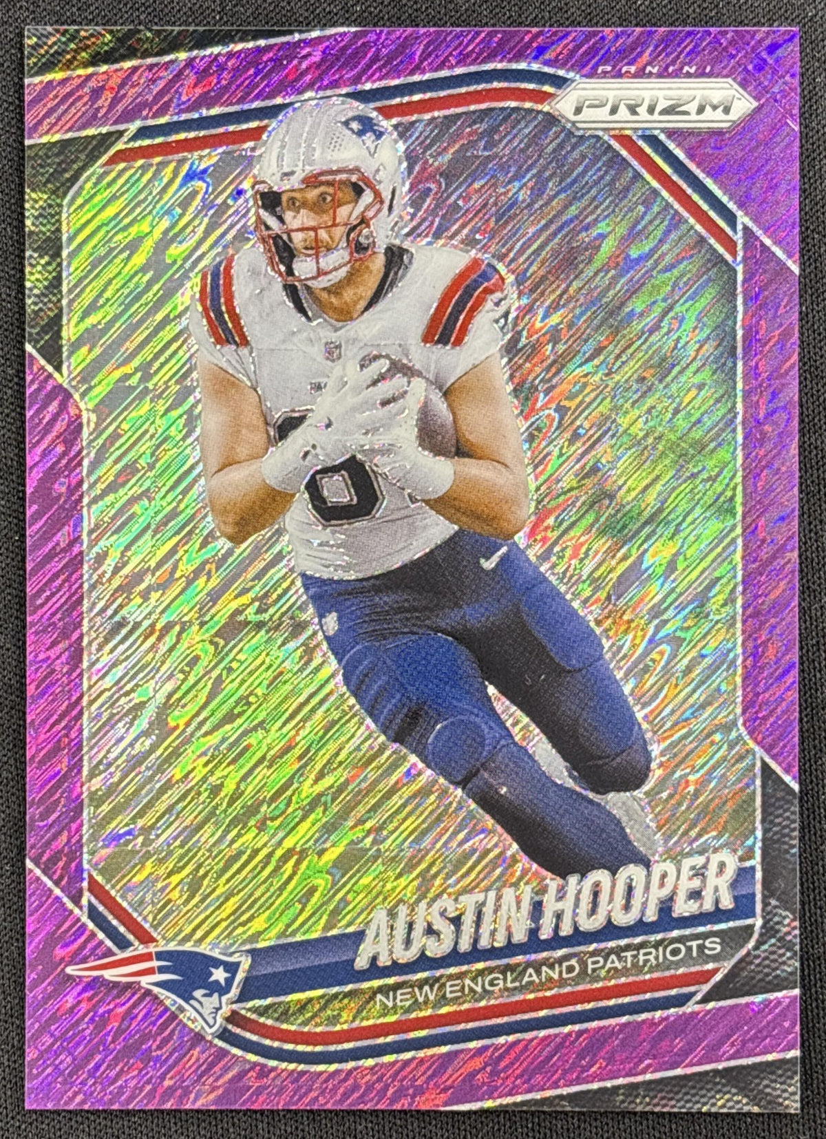Austin Hooper 2025 Panini Prizm Purple Shimmer /15 Patriots
