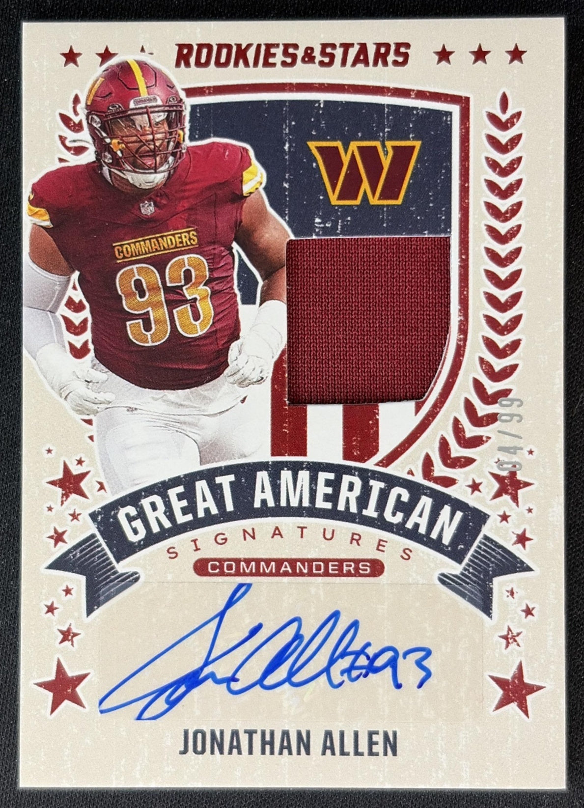 Jonathan Allen 2025 Rookies & Stars Great American Signatures /99 Commanders