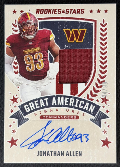 Jonathan Allen 2025 Rookies & Stars Great American Signatures /99 Commanders