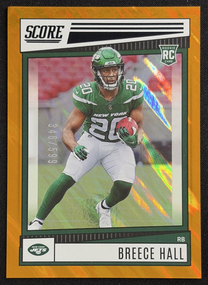 Breece Hall 2022 Panini Score Lava /599 Jets New York Jets Sports Trading Card