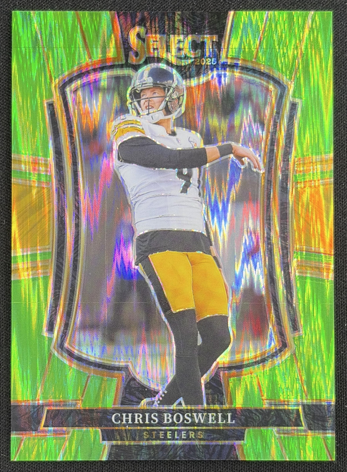 Chris Boswell 2025 Panini Select Premier Level Neon Green Prizm Shock /699 Steelers