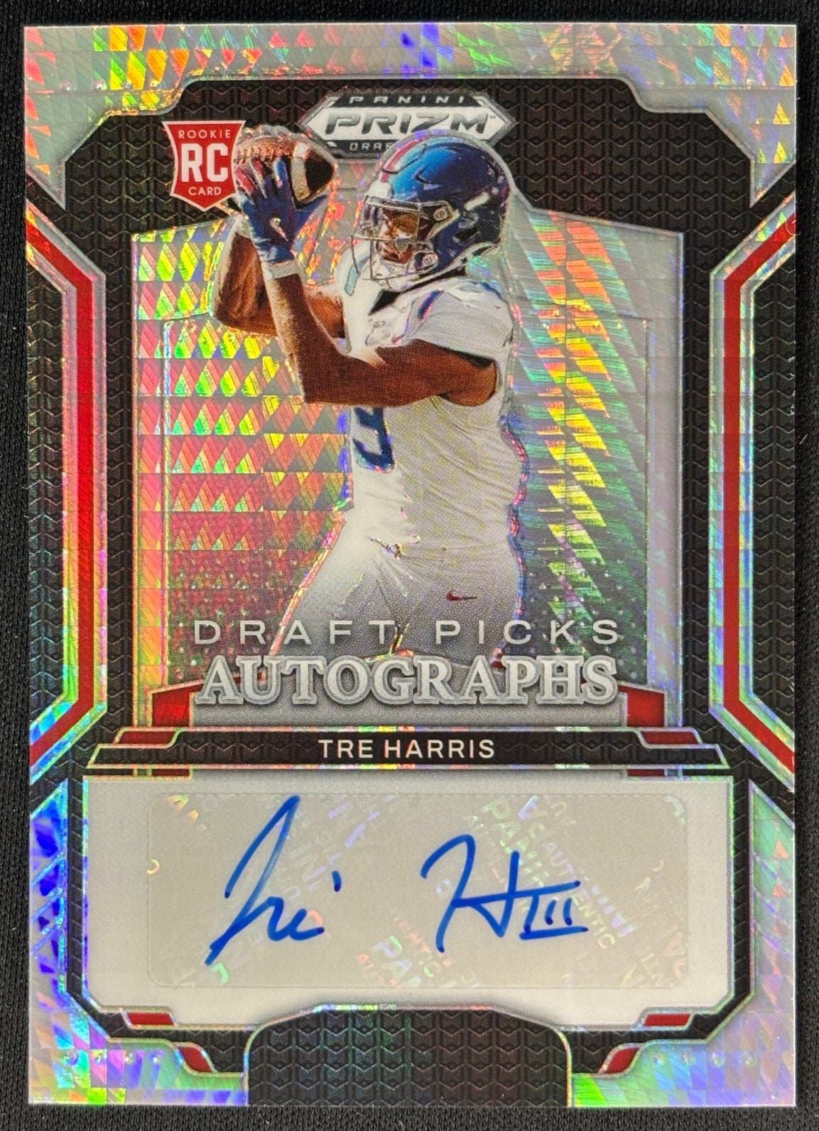 Tre Harris 2025 Prizm Draft Picks Auto Hyper Rebels sports trading card