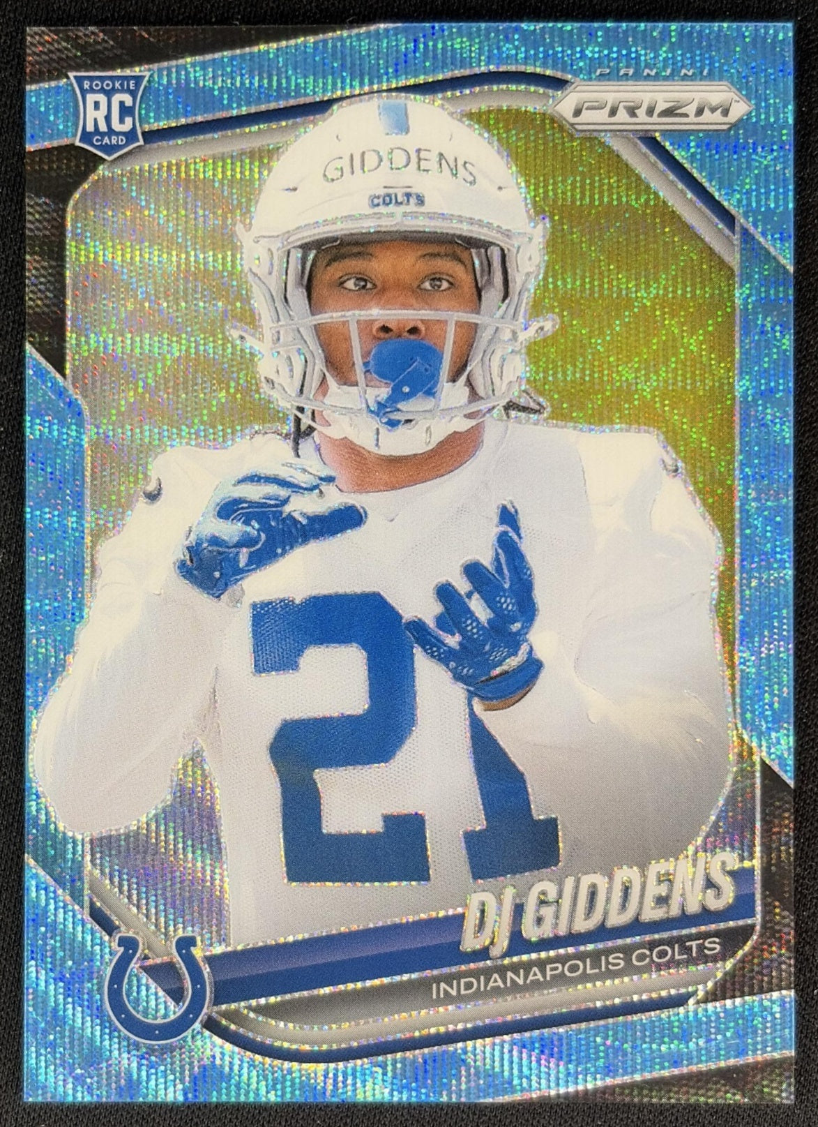DJ Giddens 2025 Panini Prizm Blue Wave /230 Colts front