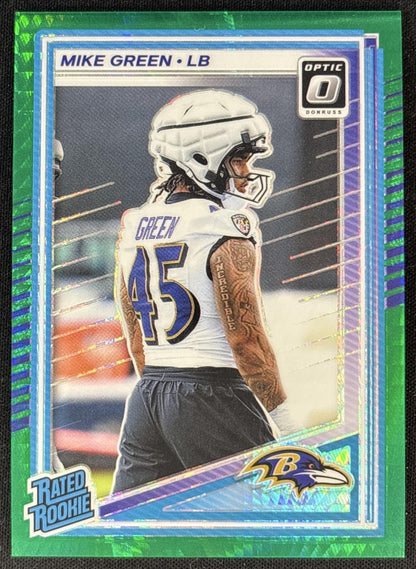 Mike Green 2025 Panini Donruss Optic Rated Rookie Green Hyper Prizm Ravens