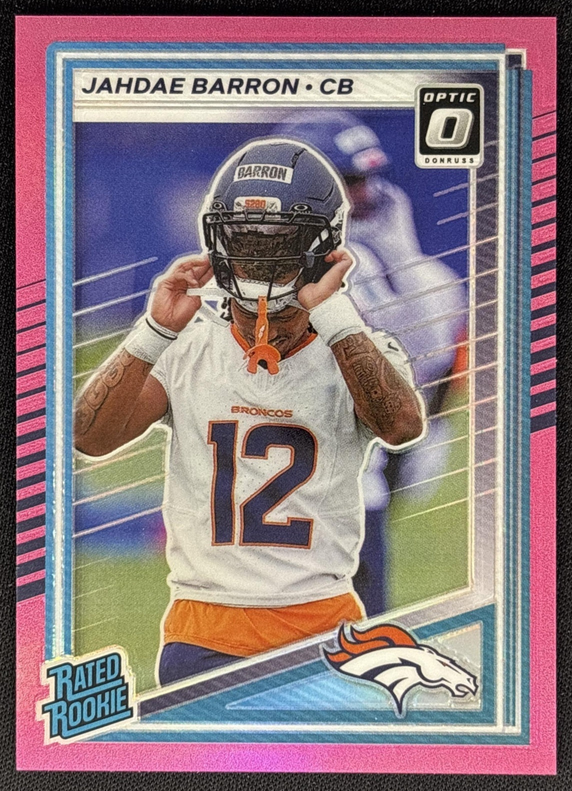 Jahdae Barron 2025 Panini Donruss Optic Rated Rookie Preview Pink Broncos - Front