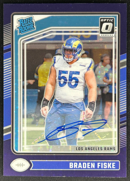 Braden Fiske 2024 Donruss Optic Rated Rookie Auto Purple Stars /42 Rams Default Title Sports Trading Cards