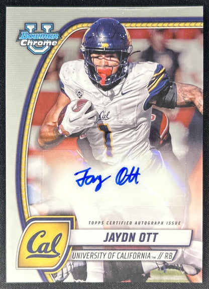 Jaydn Ott 2024 Bowman Chrome University Prospect Auto Golden Bears front