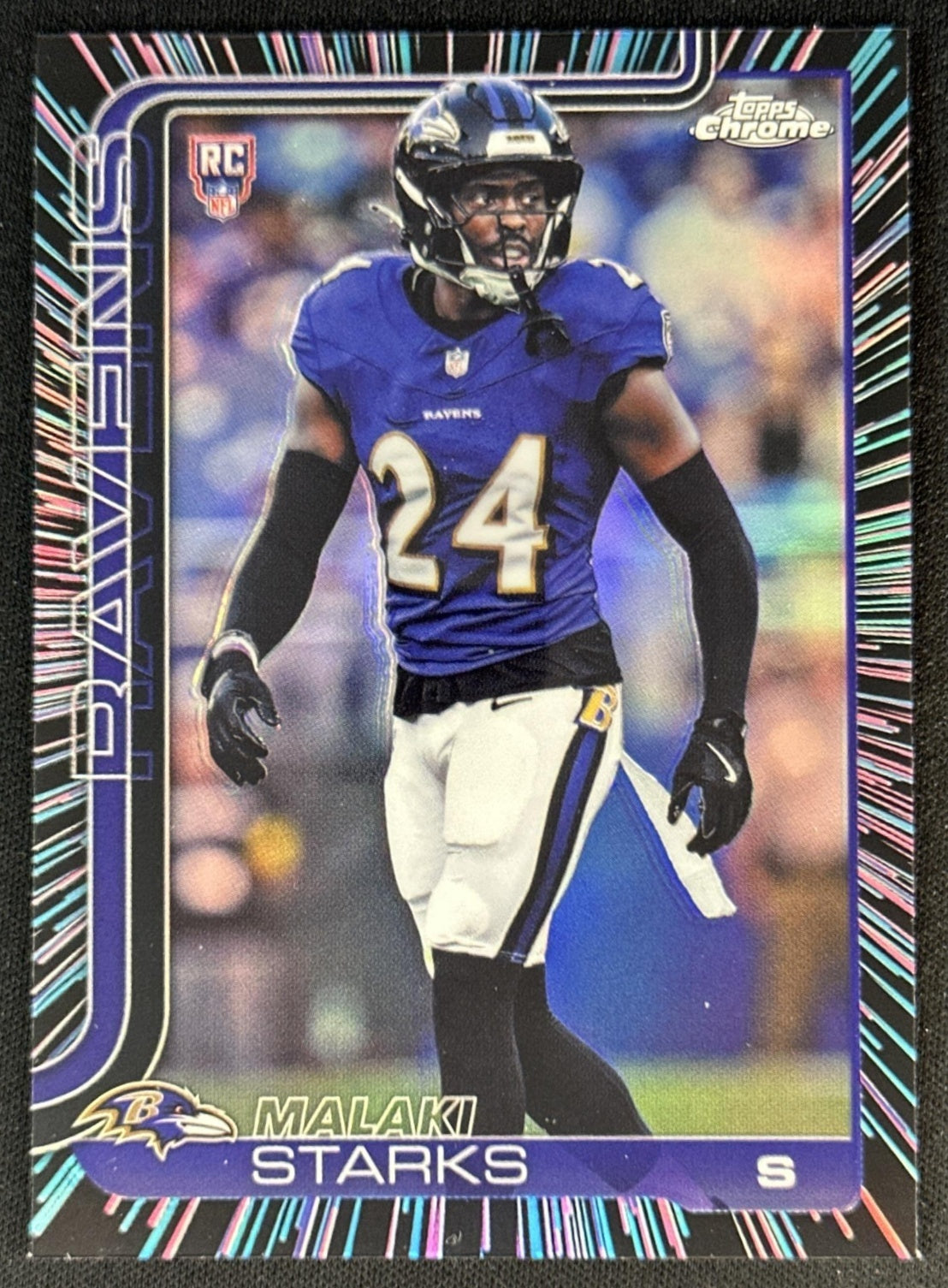 Malaki Starks 2025 Topps Chrome Rookie Neon Pulse Refractor Ravens