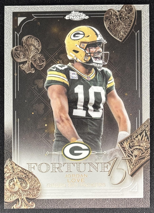 Jordan Love 2025 Topps Chrome Fortune 15 Packers Sports Trading Cards