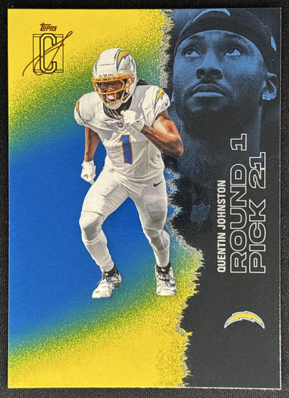 Quentin Johnston 2025 Topps Signature Class Veteran Blue & Yellow Foil Chargers Sports Trading Cards