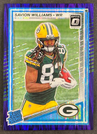 Savion Williams 2025 Donruss Optic Rated Rookie Purple Shock Prizm Packers Default Title Football Card