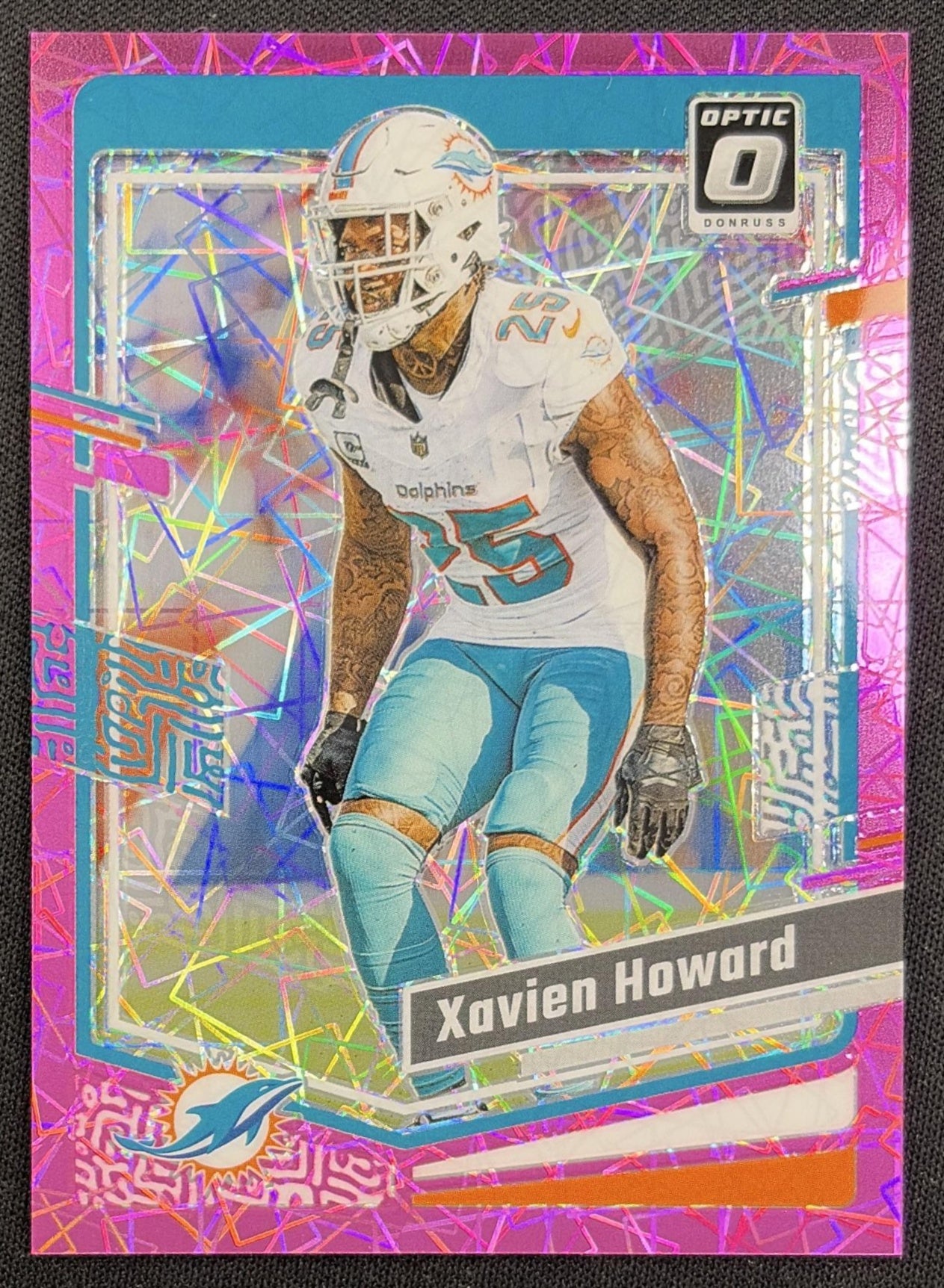 Xavien Howard 2023 Panini Donruss Optic Pink Velocity Prizm /79 Dolphins front