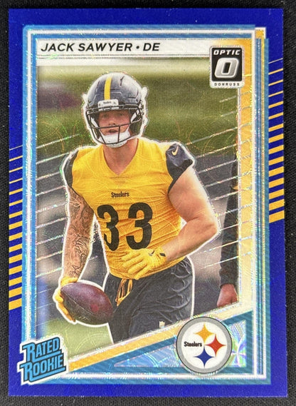 Jack Sawyer 2025 Panini Donruss Optic Rated Rookie Blue Scope Steelers front