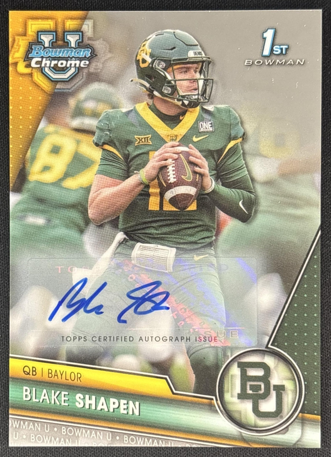 Blake Shapen 2023 Bowman University Chrome Prospect Auto 2 front