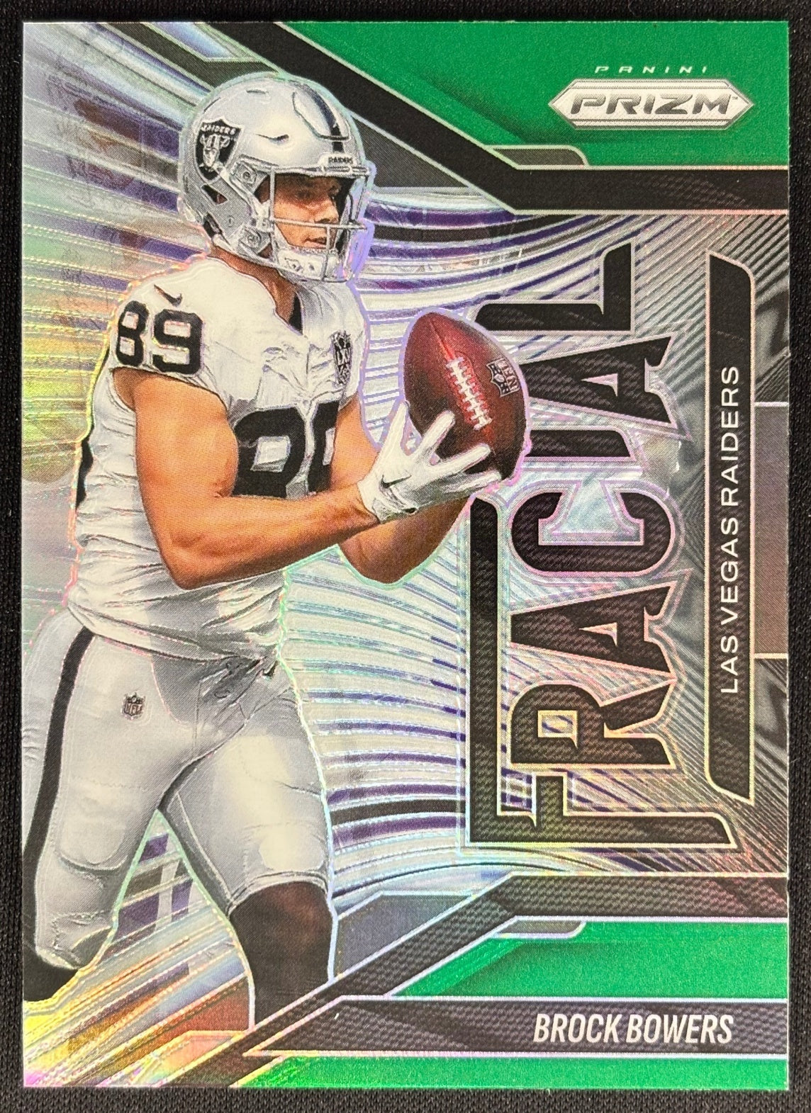 Brock Bowers 2025 Prizm Fractal Green Raiders Sports Trading Card